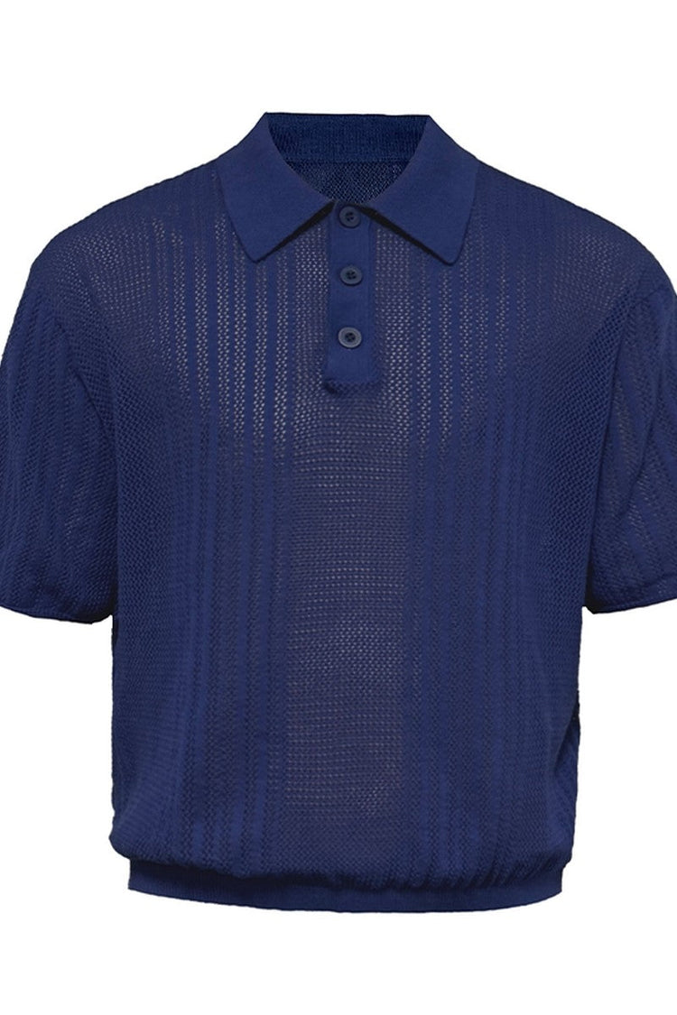 Open Knit Polo Tee