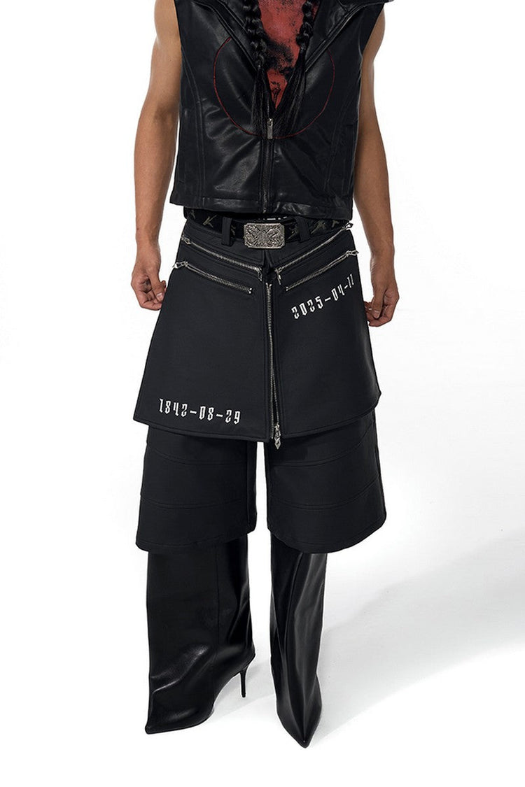 Layered Zip PU Shorts — STARTEXCEEDEND