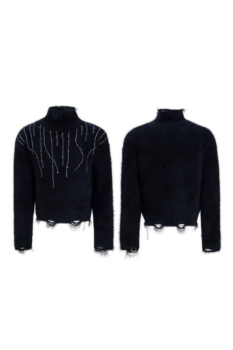 Embellished Cyber Turtleneck Sweater