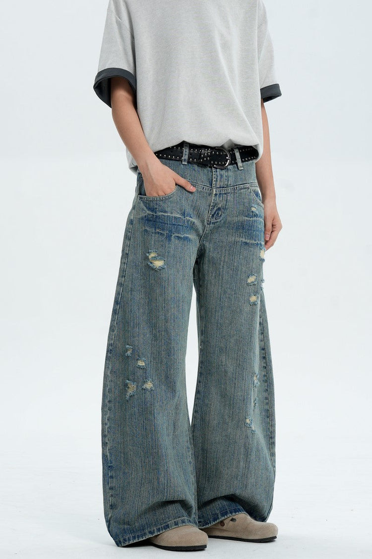 Distressed Blue Street Jeans — Trenqor Basics — view 2