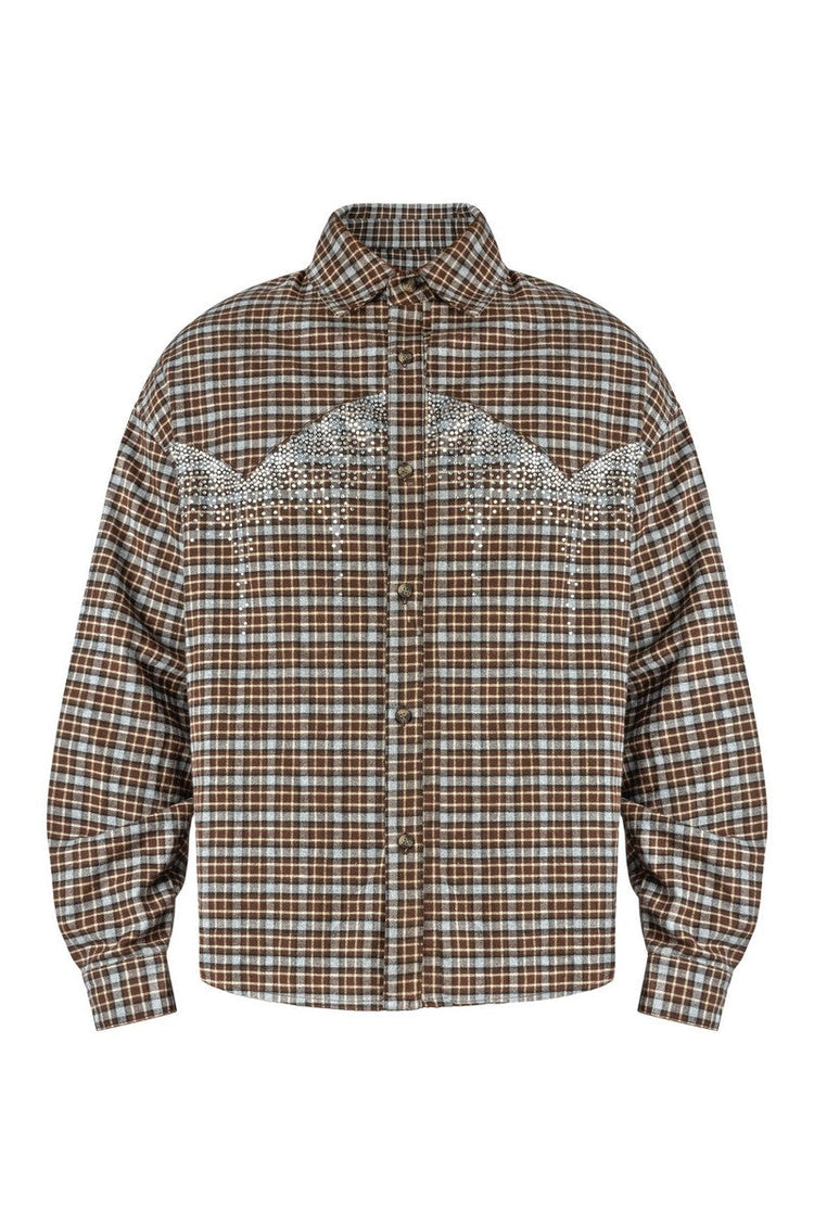 Rhinestone Plaid Shirt Jacket — Antidote — view 6