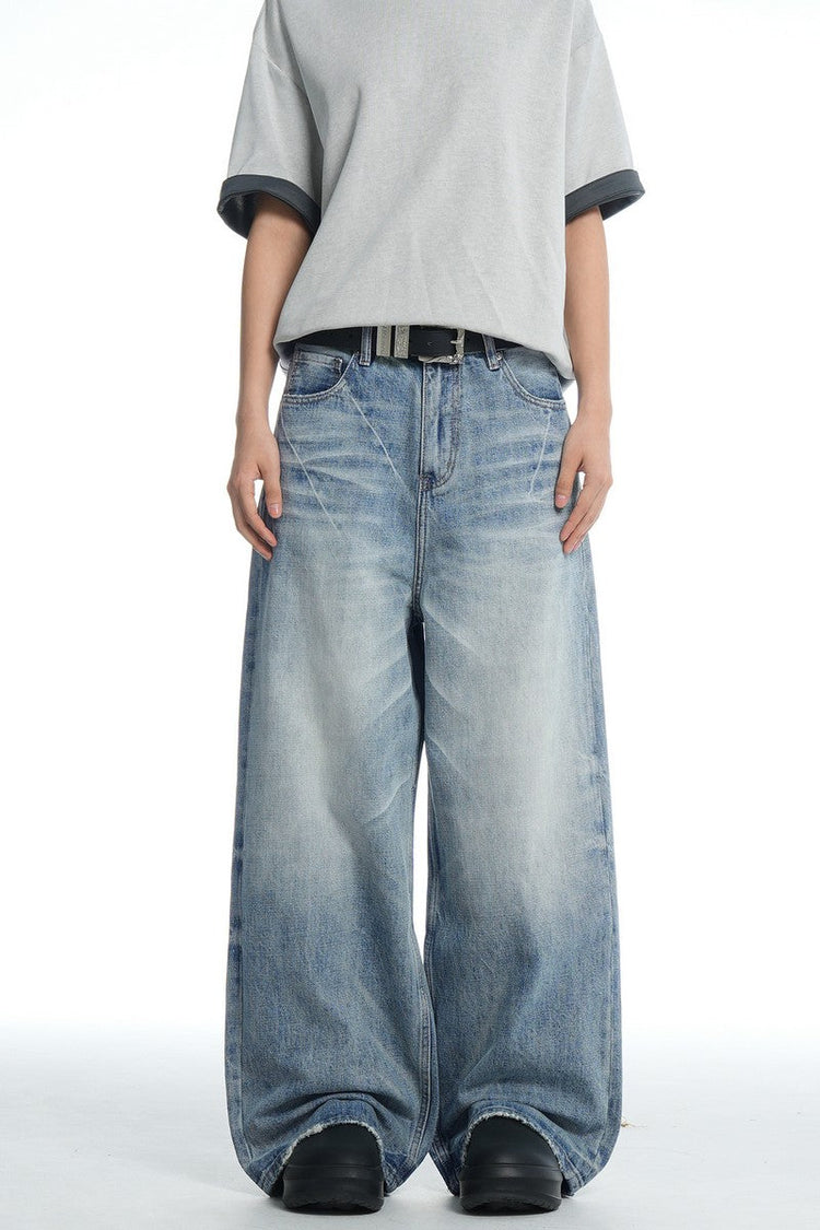 Whiskered Cleanfit Baggy Jeans — Trenqor Basics