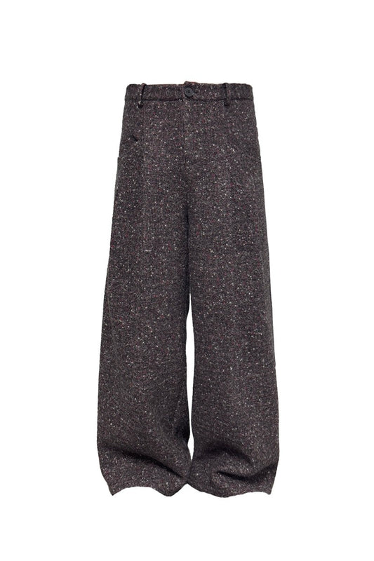 Double Pleated Tweed Trousers