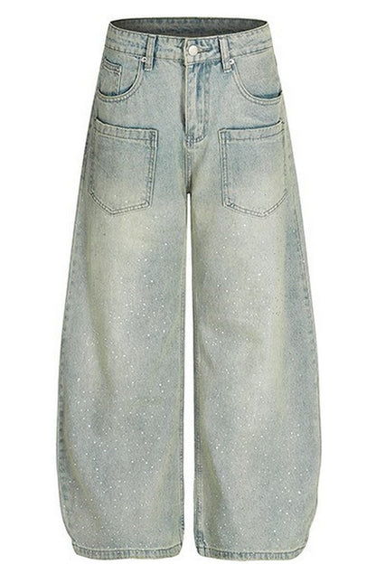Rhinestone Wide Leg Jeans