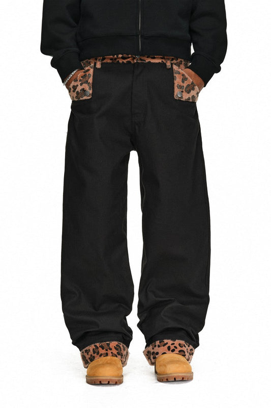 Animal Patchwork Wide Leg Pants