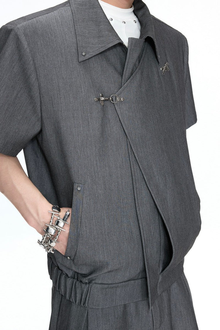 Asymmetric Cropped Short Sleeves Jacket — Argue Culture — view 4