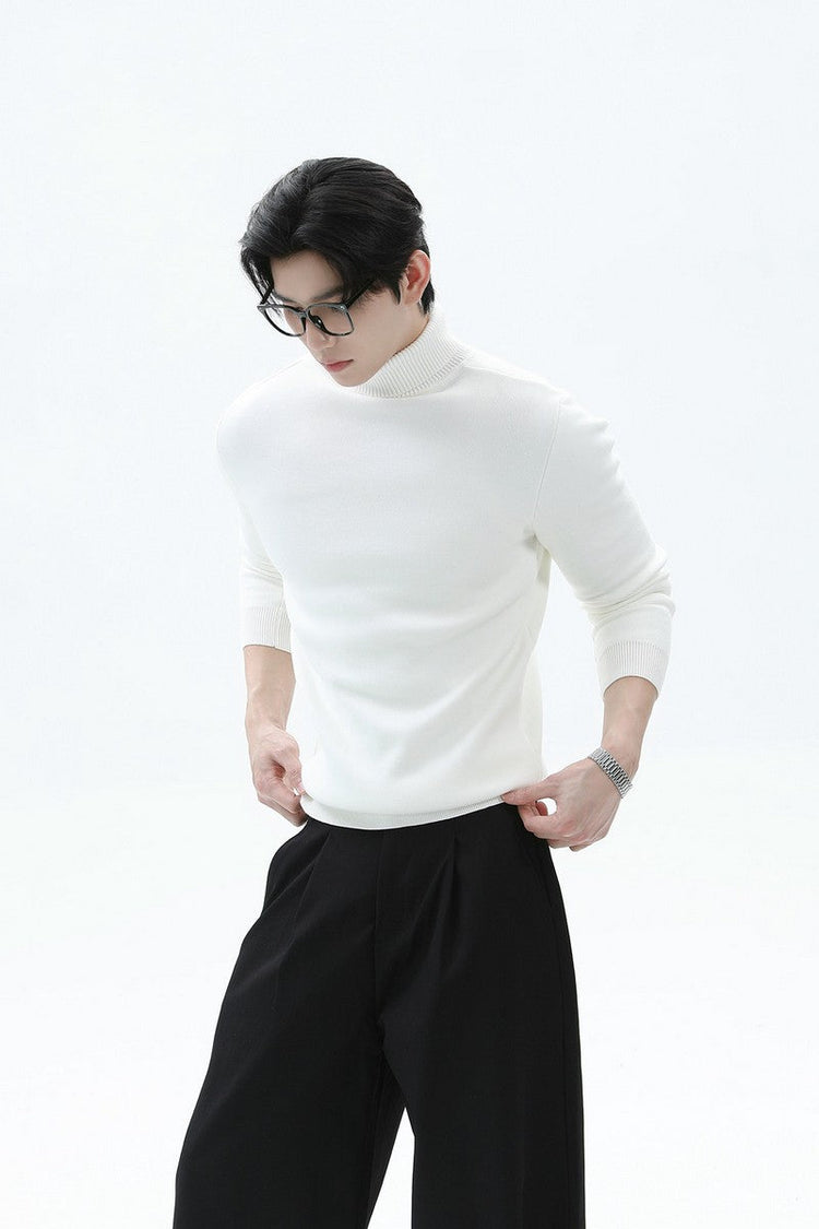 Tencel Cashmere Fitted Turtleneck Sweater — Turntide