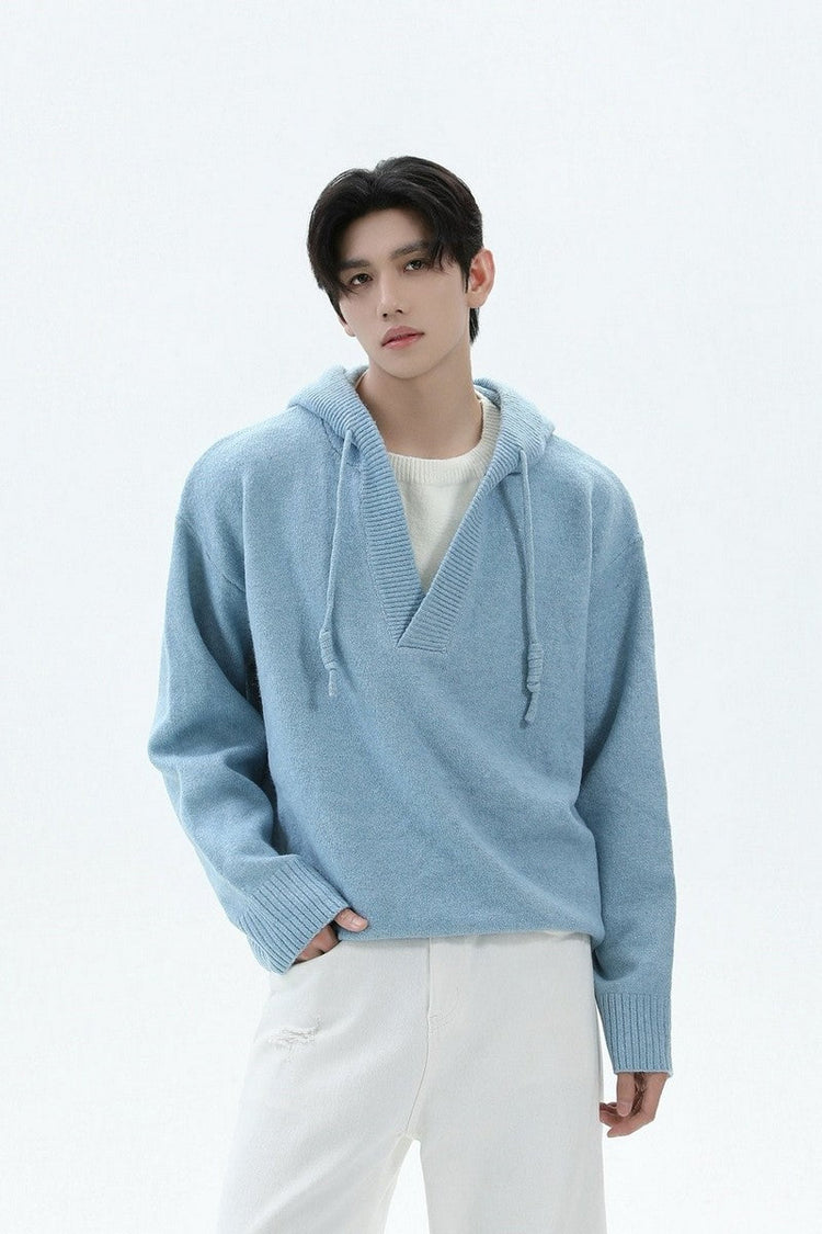 Heavyweight Layered Look Hooded Knit Sweater — Turntide