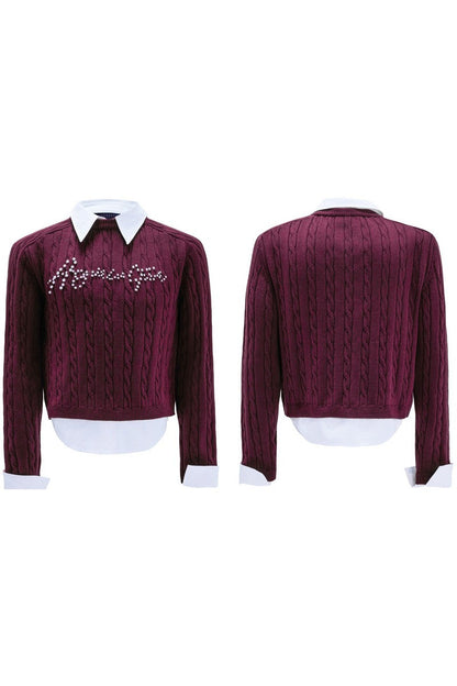 Layered Pearl Knit Sweater