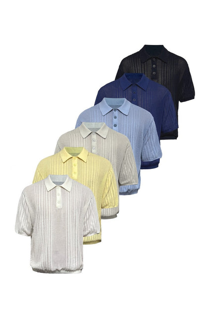 Open Knit Polo Tee