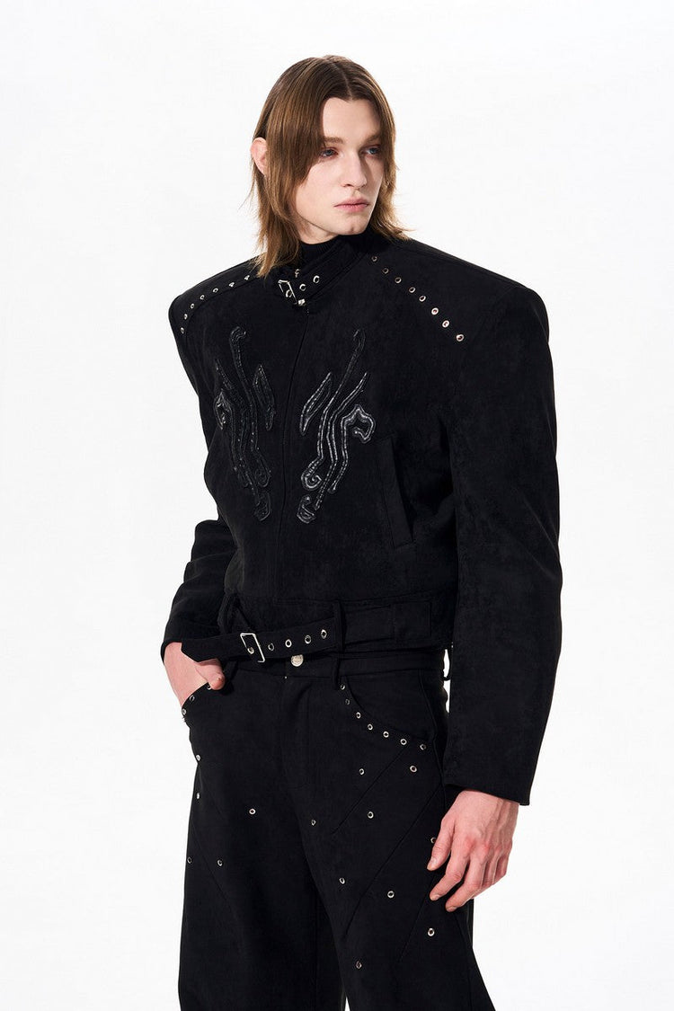Suede Panel Padded Jacket — STARTEXCEEDEND