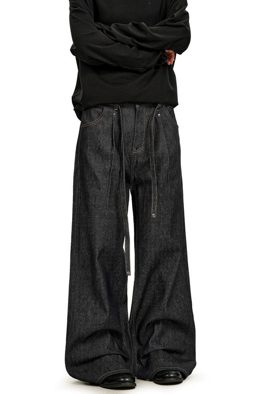 Drawstring Raw Denim Jeans