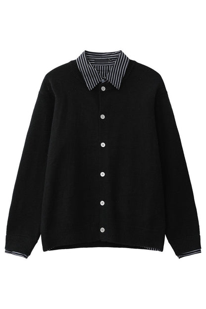 Striped Layered Look Knit Cardigan
