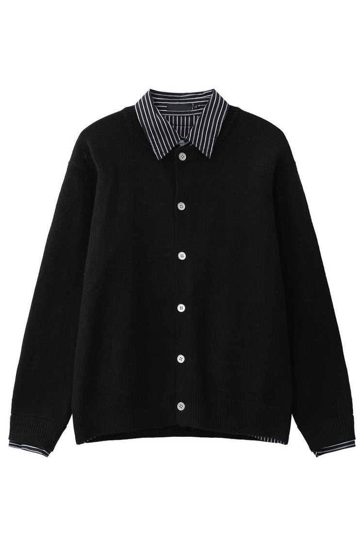 Striped Layered Look Knit Cardigan