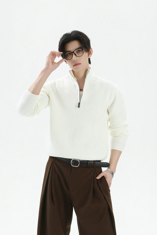 Heavyweight Half Zip Knit Sweater