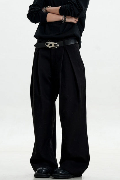 Pleated Draped Wide Trousers