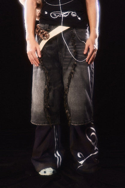 Reaper Feather Denim Shorts