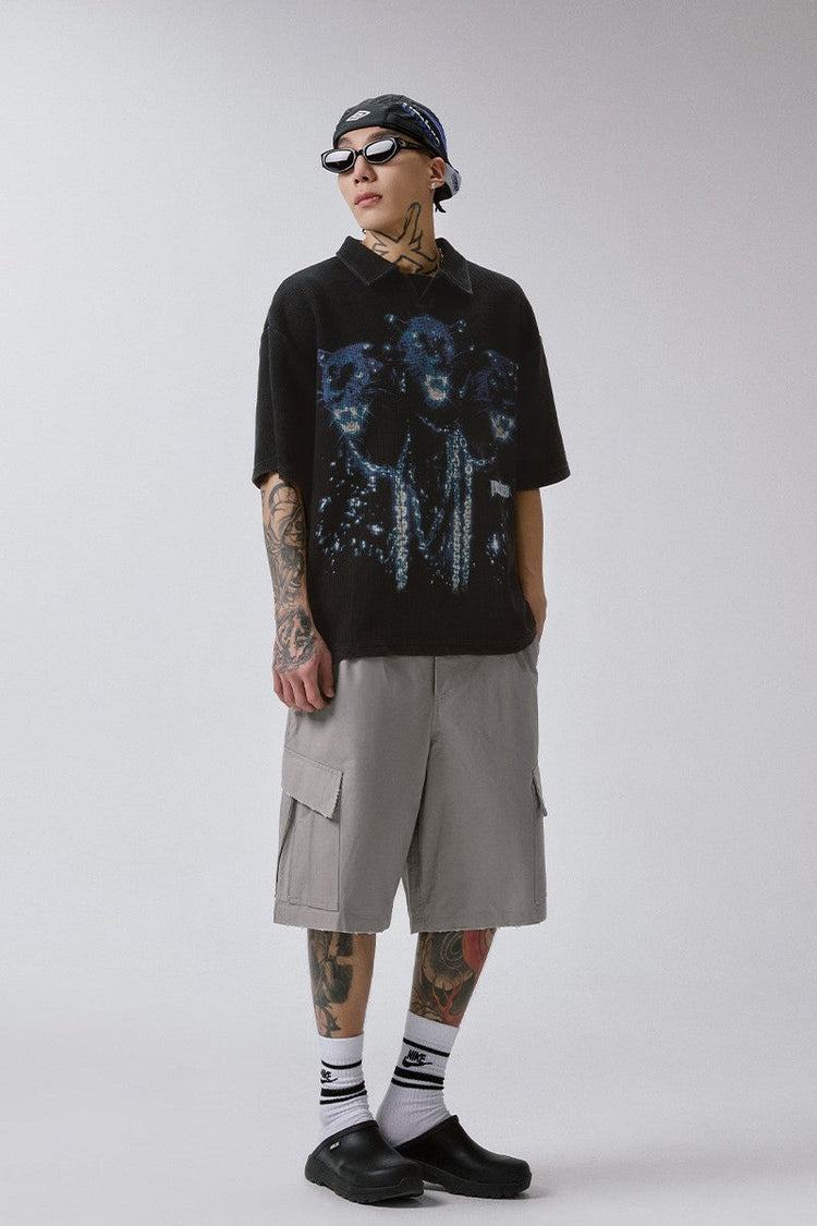 Distressed Printed Polo Shirt — F2CE — view 2