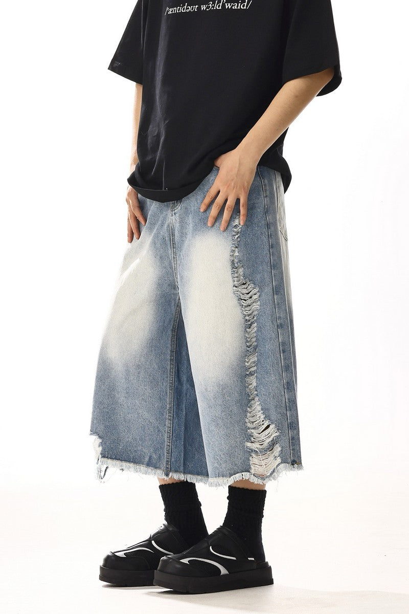 Distressed Raw Hem Jeans