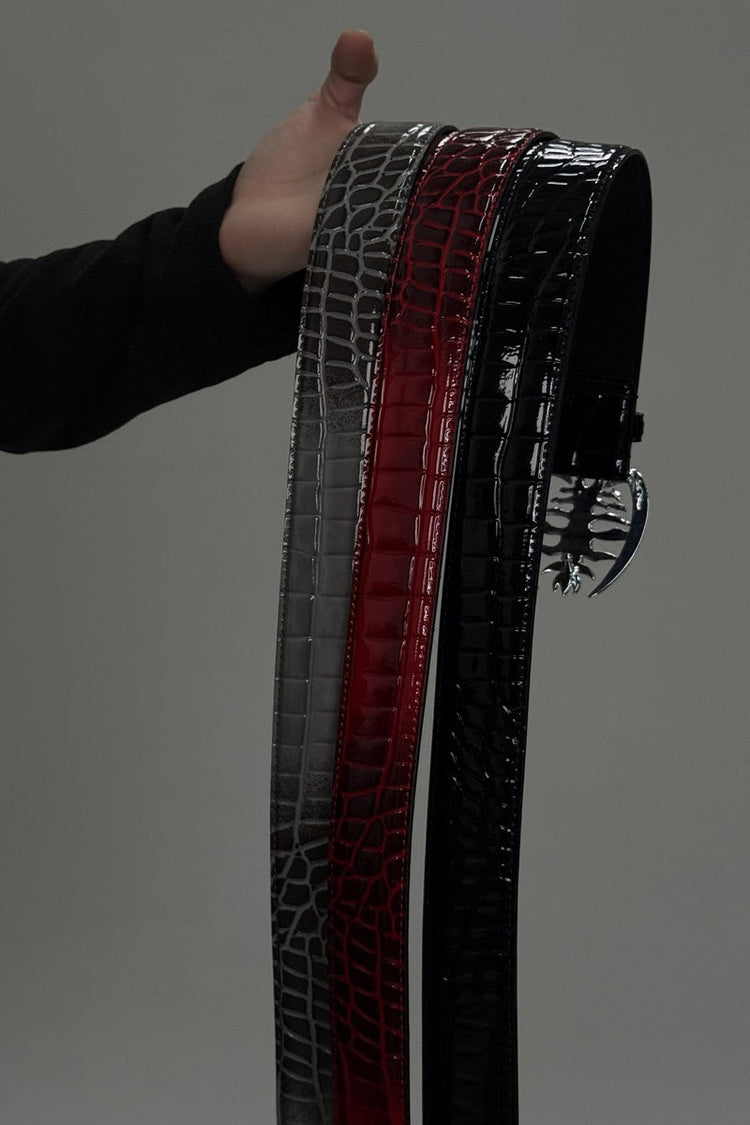 Metal Spine Buckle Leather Belt