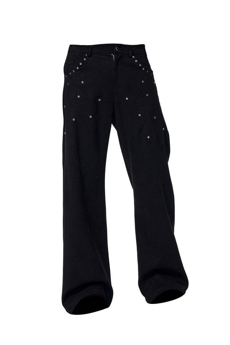 Suede Studded Straight Pants — STARTEXCEEDEND — view 2