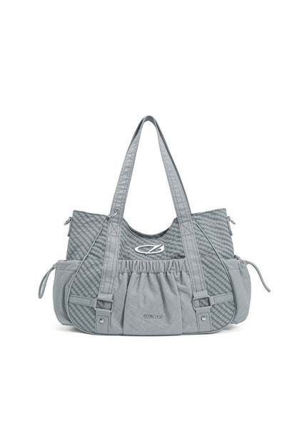 Ruched Nylon Tote Bag