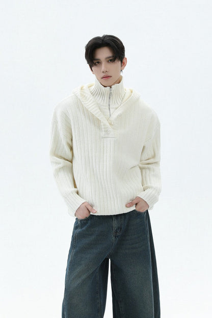Heavyweight Layered Look Hooded Sweater