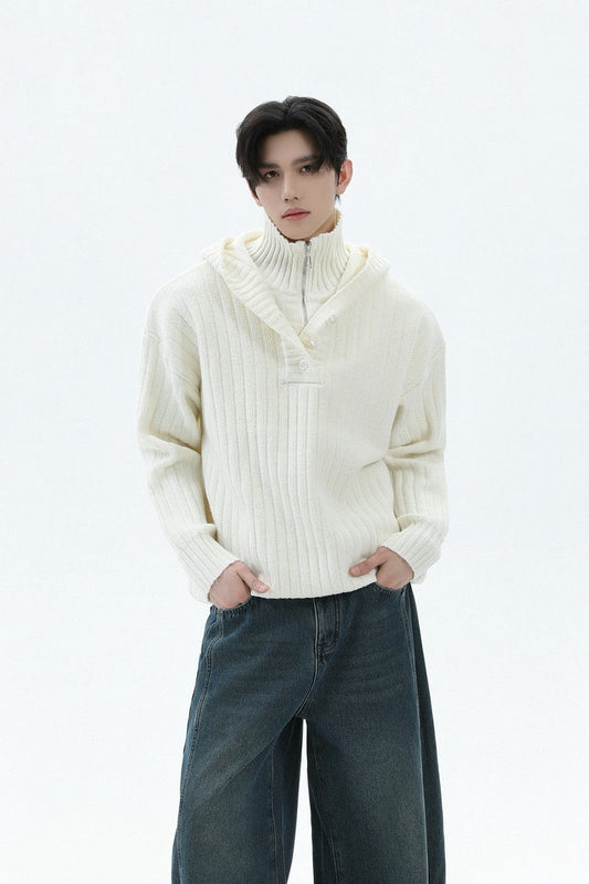 Heavyweight Layered Look Hooded Sweater