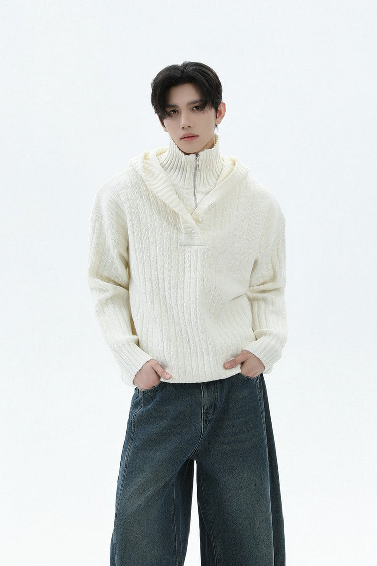 Heavyweight Layered Look Hooded Sweater — Turntide