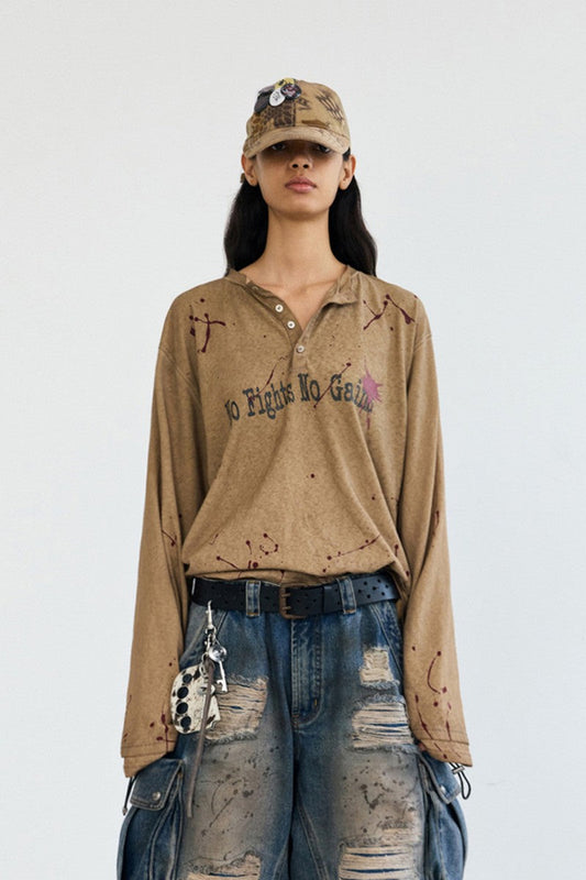 Splatter Henley Washed Tee