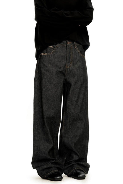 Raw Black Straight Jeans