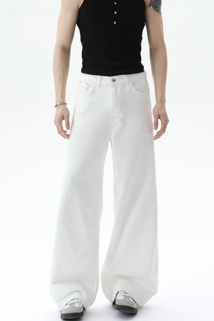 Washed Distressed Straight Leg Jeans — Turntide — view 4