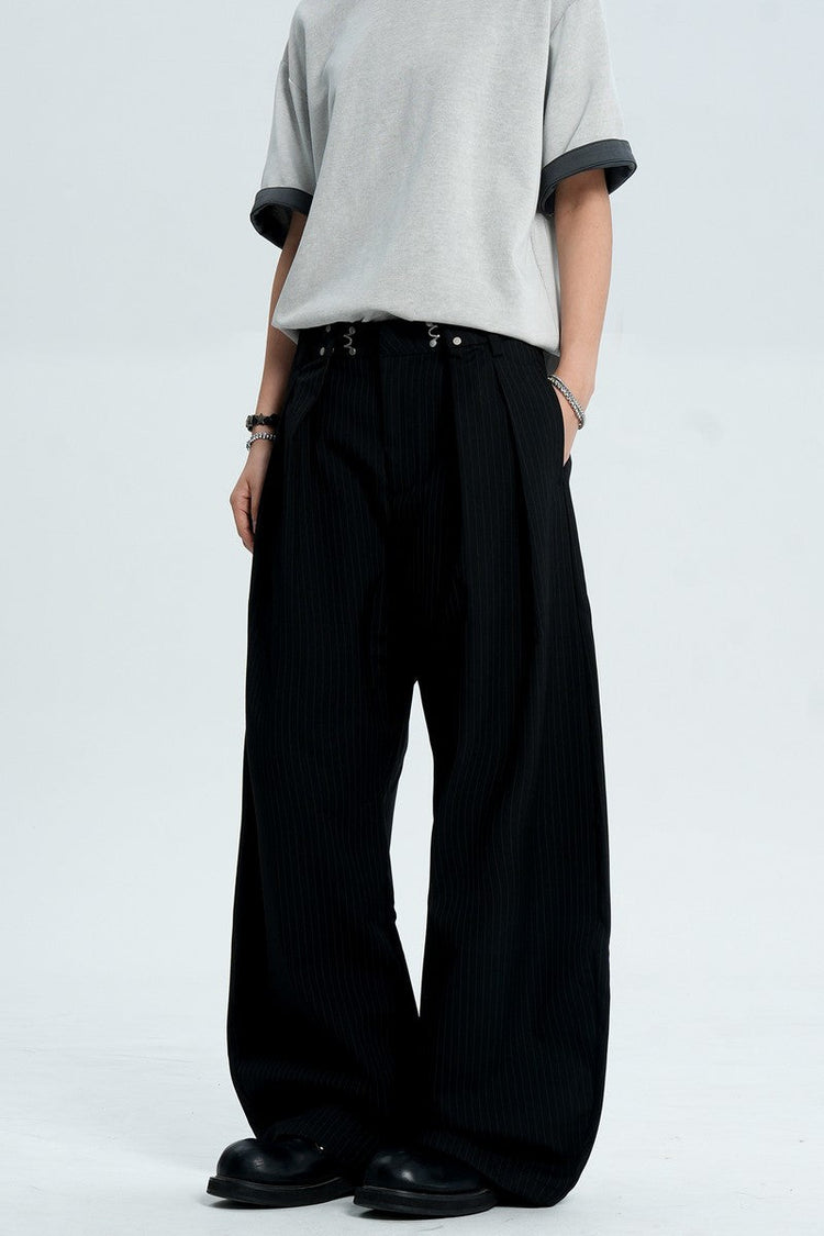 Striped Pleated Dress Pants — Trenqor Basics — view 2