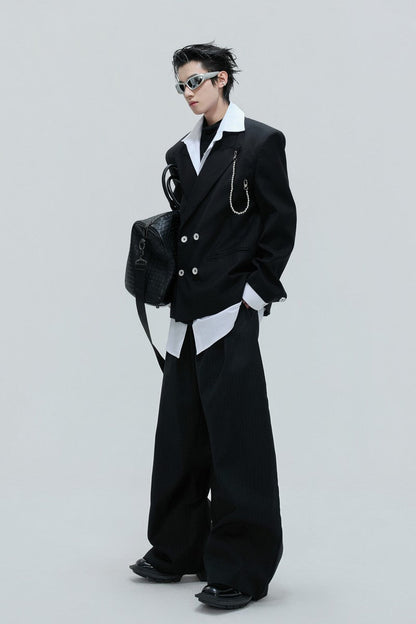 Striped Cinched Waist Trousers