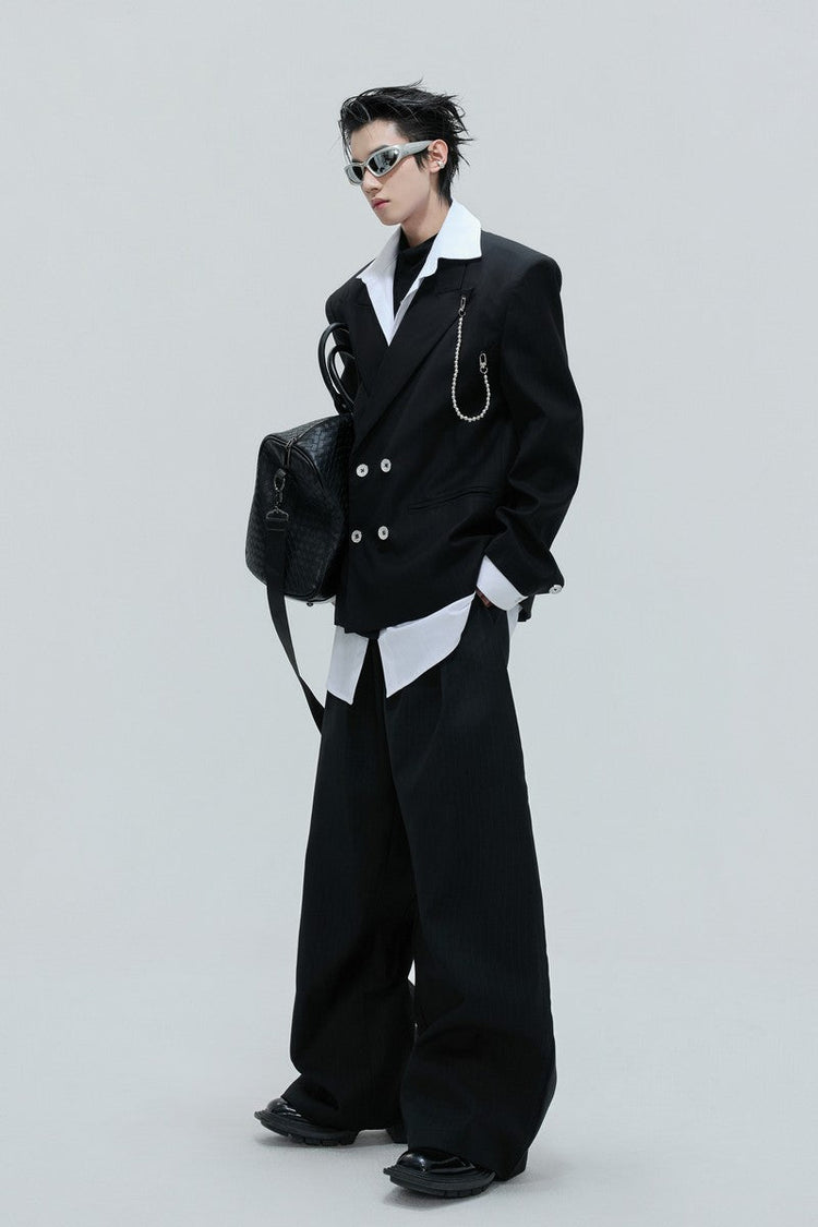 Striped Cinched Waist Trousers