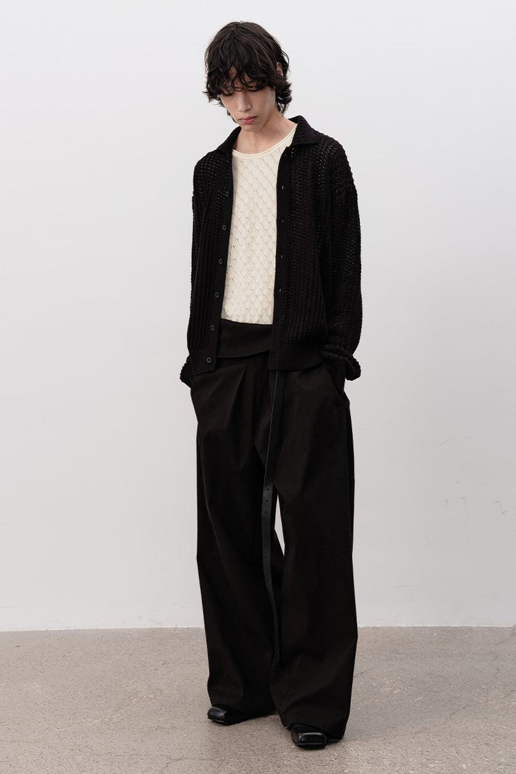 Textured Knit Cotton Cardigan — JCAESAR — view 3