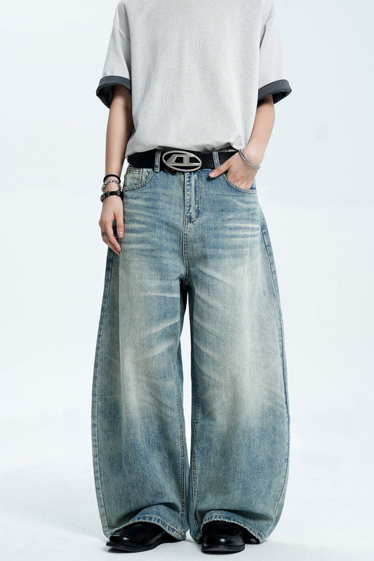 Washed Whisker Blue Jeans