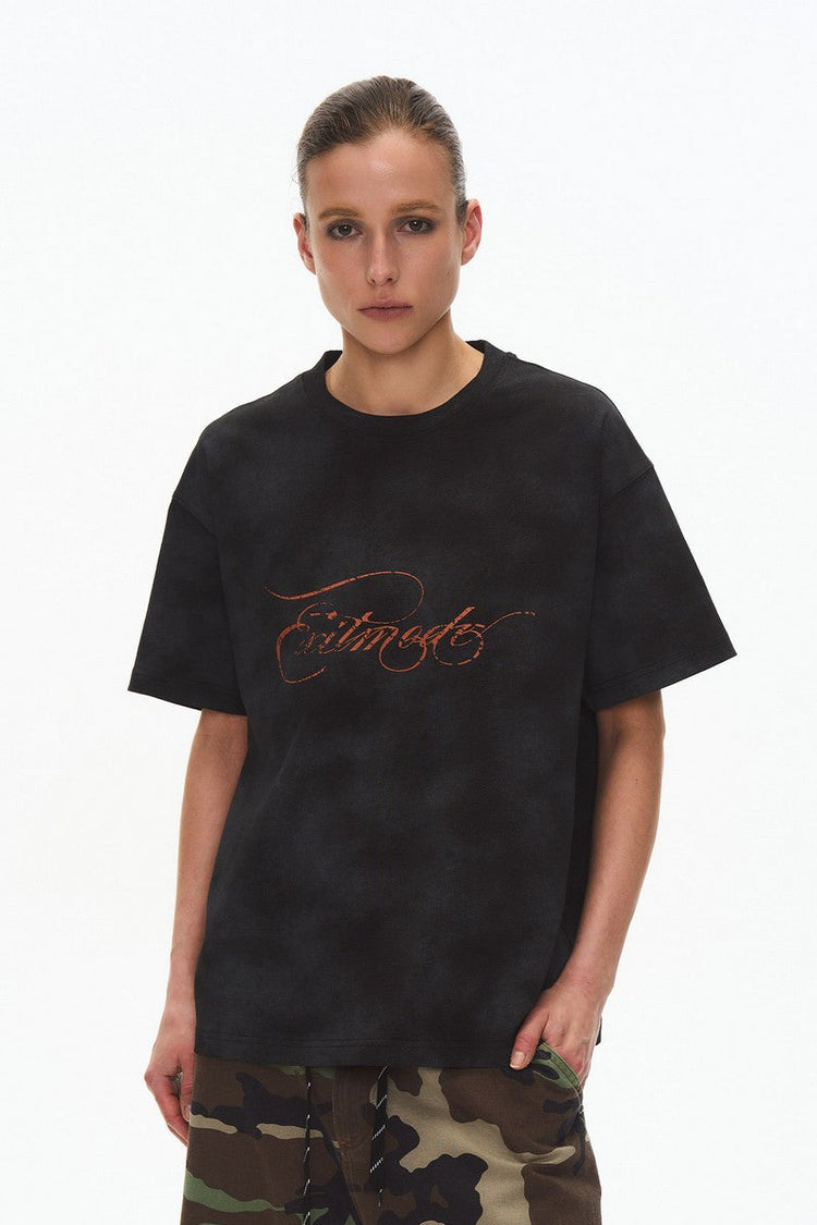 Distressed Painted Cotton Tee — Blind/No Plan