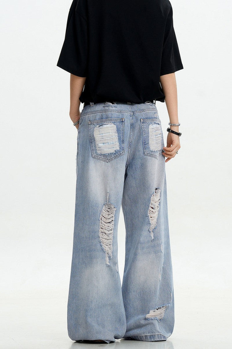 Light Blue Ripped Loose Jeans — Trenqor Basics — view 5