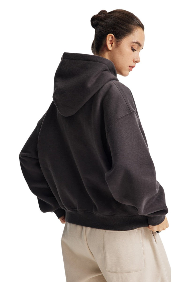 Fleece Boxy Double Zip Hoodie — Trenqor Basics — view 3