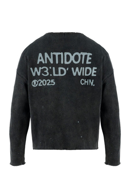 Distressed Paint V-Neck Sweater