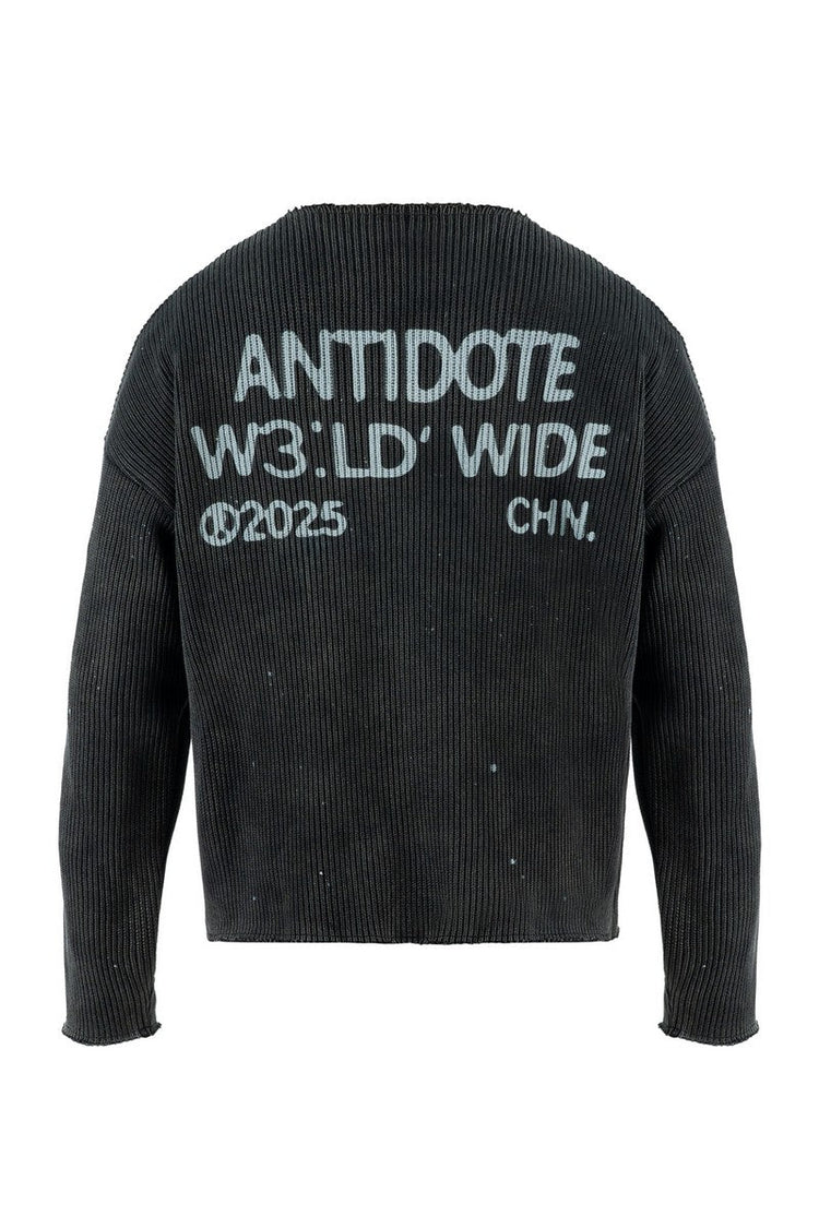 Distressed Paint V-Neck Sweater — Antidote — view 6