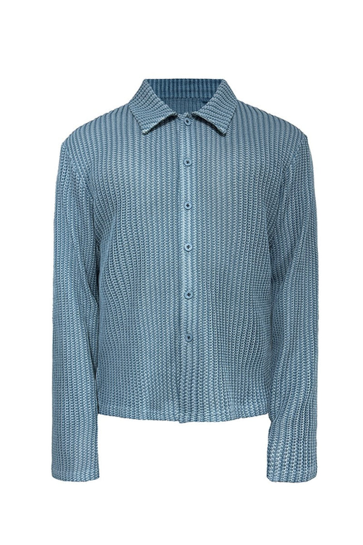 Woven Textured Long Sleeve Shirt — JCAESAR — view 5