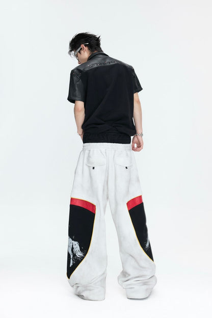 Washed Racing Baggy Sweatpants
