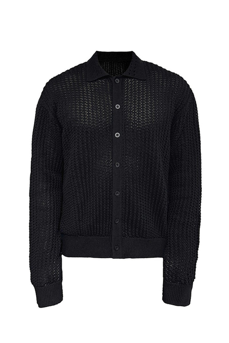 Textured Knit Cotton Cardigan — JCAESAR — view 4