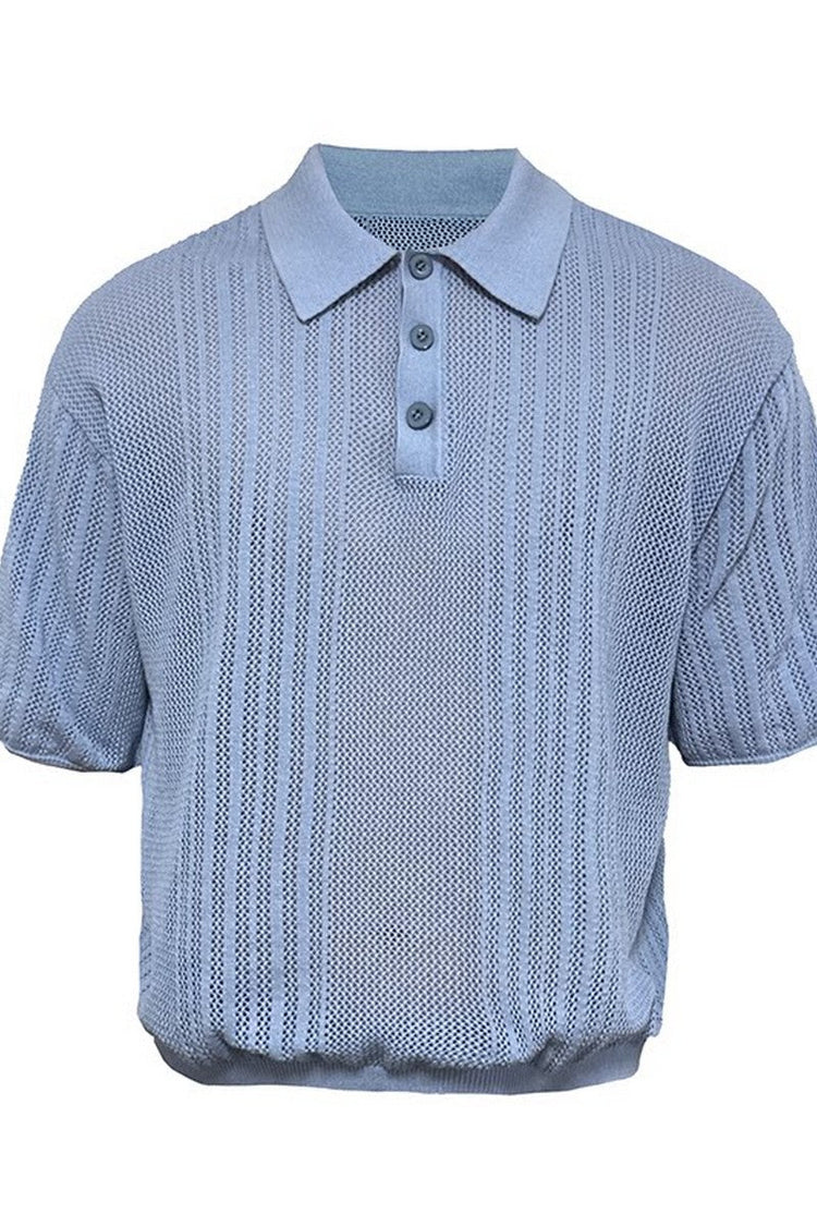 Open Knit Polo Tee