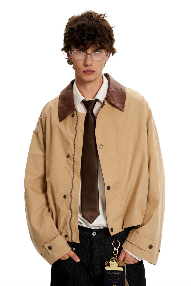 Patchwork Collar Work Jacket