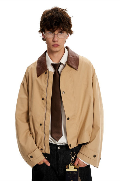 Patchwork Collar Work Jacket