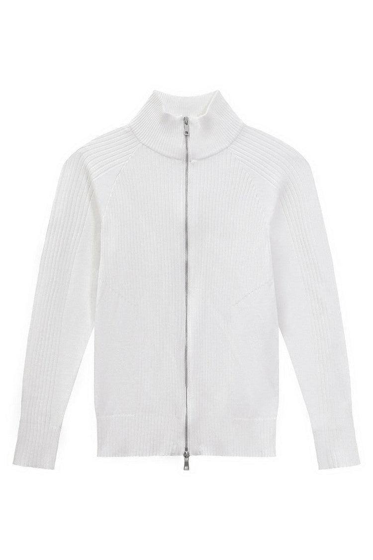 Fitted Ribbed Knit Zip Cardigan — Turntide — view 7