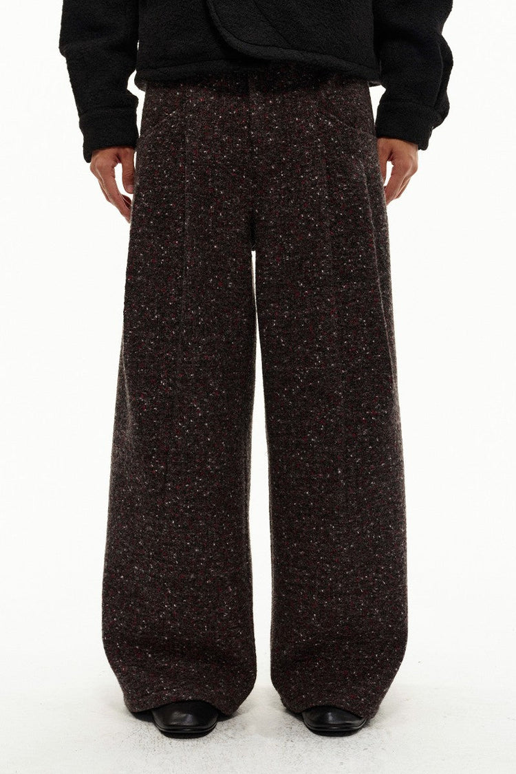 Double Pleated Tweed Trousers